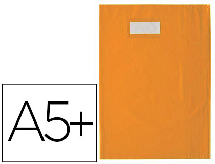 Protège-cahier elba styl'sms pvc opaque 12/100e sans phtalates porte-étiquette et étiquette 170x220mm orange