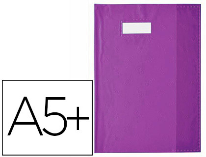 Protège-cahier elba styl'sms pvc opaque 12/100e sans phtalates porte-étiquette et étiquette 170x220mm violet