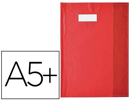 Protège-cahier elba styl'sms pvc opaque 12/100e sans phtalates porte-étiquette et étiquette 170x220mm rouge