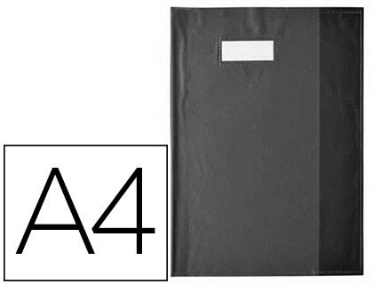Protège-cahier elba styl'sms pvc opaque 12/100e sans phtalates porte-étiquette et étiquette a4 210x297mm noir