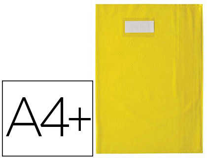 Protège-cahier elba styl'sms pvc opaque 12/100e sans phtalates porte-étiquette et étiquette a4+ 240x320mm jaune
