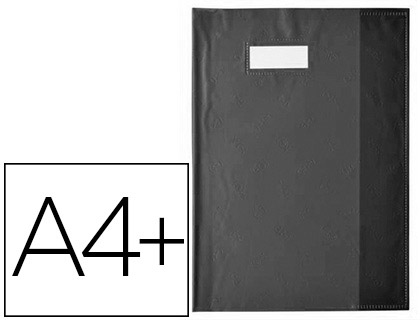 Protège-cahier elba styl'sms pvc opaque 12/100e sans phtalates porte-étiquette et étiquette a4+ 240x320mm noir
