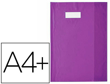 Protège-cahier elba styl'sms pvc opaque 12/100e sans phtalates porte-étiquette et étiquette a4+ 240x320mm violet