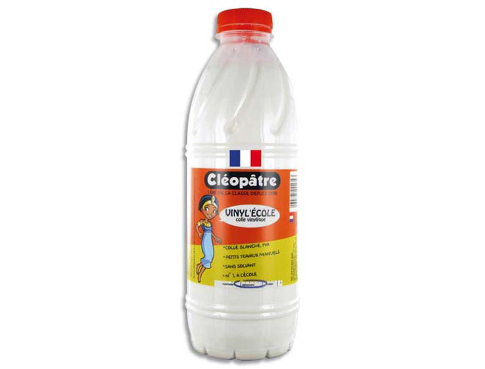 Colle vinylique cléopâtre blanche tous types travaux usage maison bureau nettoyage facile sans solvant flacon 1l