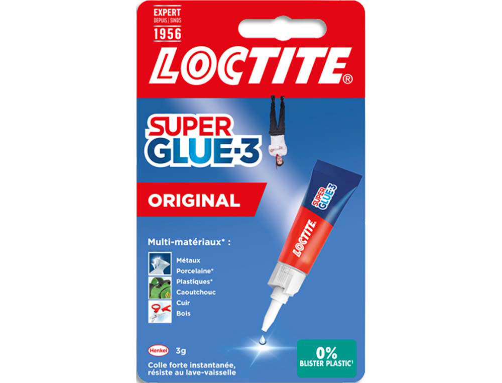Colle rapide loctite super glue liquide résistance eau lave-vaisselle super puissante multi-matériaux tube 3g