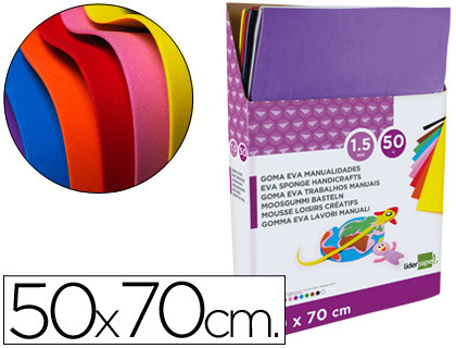 Présentoir de 50 plaques mousse liderpapel 60g/m2 épaisseur 1,5mm 500x700mm 10 coloris assortis