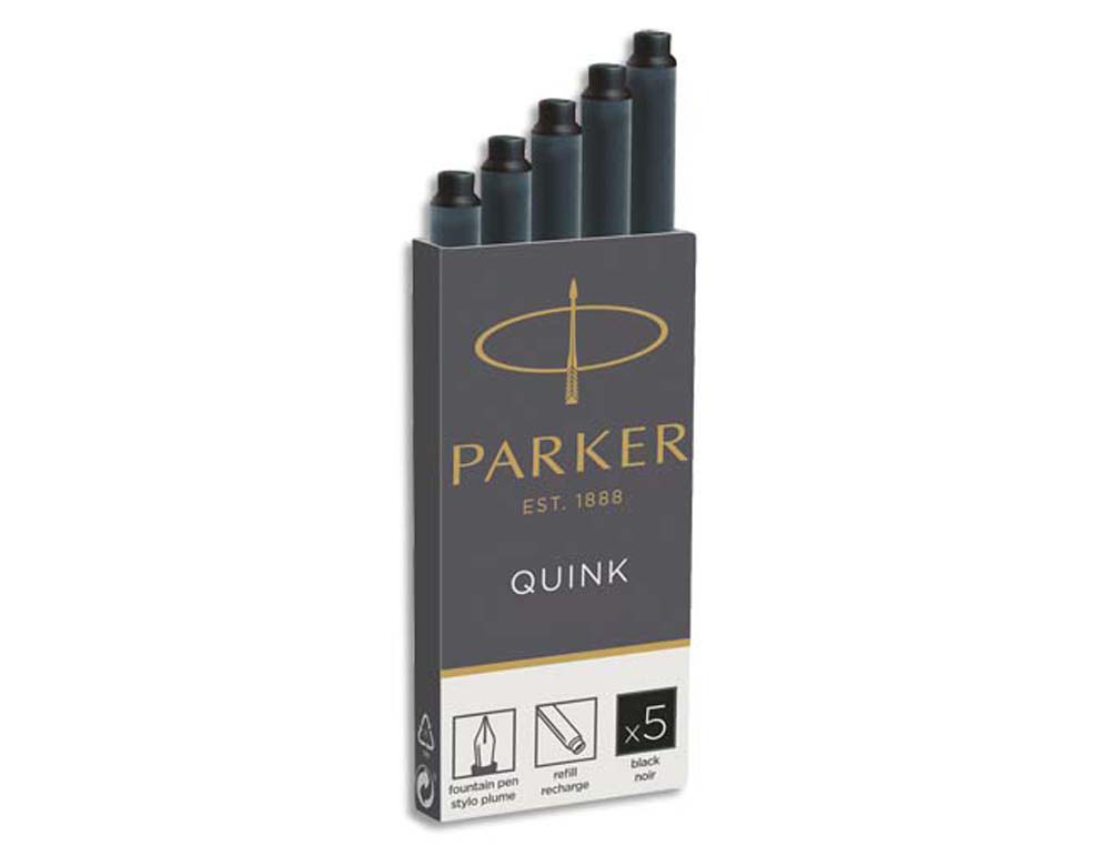 Cartouche parker quink longue encre noire étui 5 unités