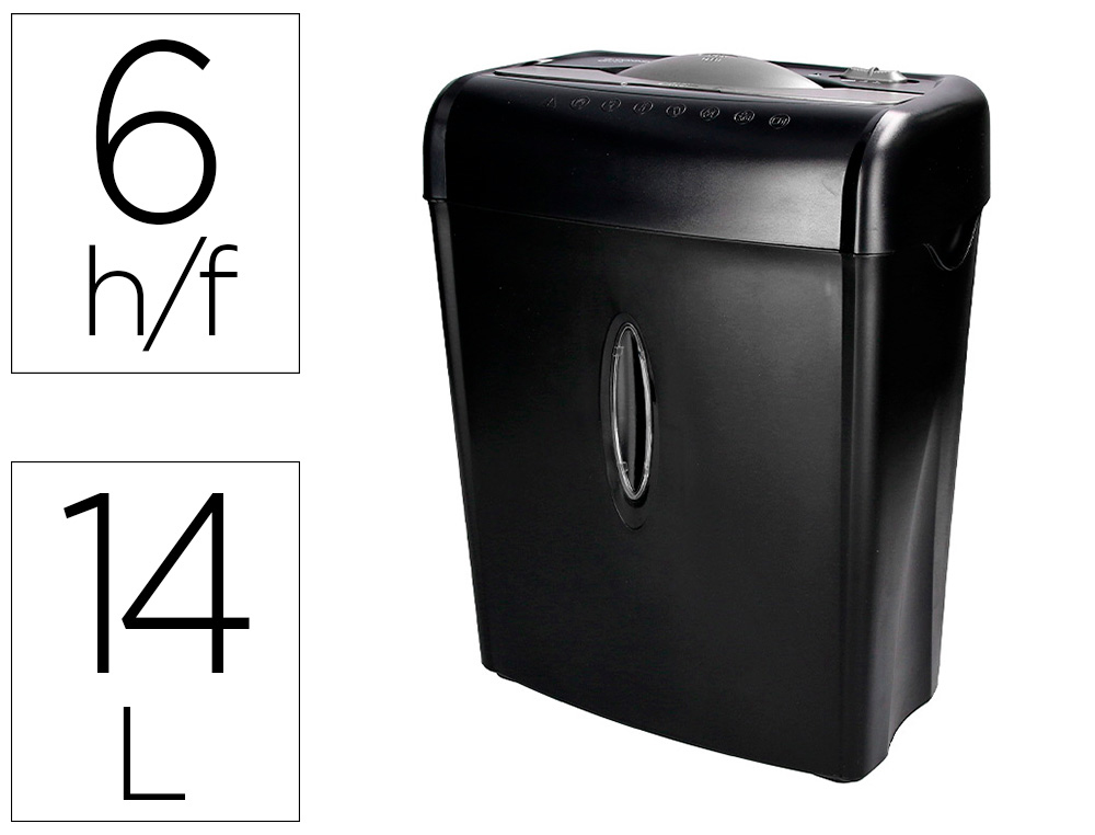 Destructeur q-connect q6cc2 occasionnel standard vitesse 3min coupe croisée 5mm a4 confidentiel 14l 307x186x399mm 3.72kg