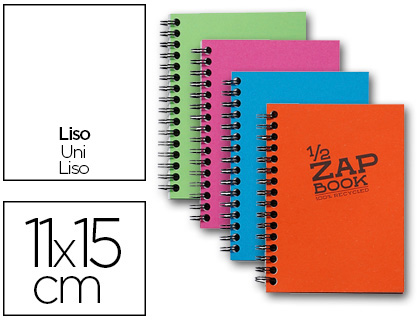 Bloc recyclé clairefontaine zap book reliure intégrale couverture cartonnée format 105x148mm 80f 80g uni 4 coloris