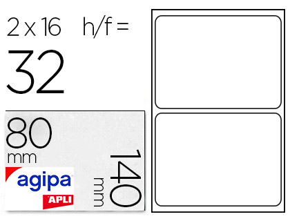 Étiquette adhésive apli agipa multi-usage 80x140mm laser jet d'encre formats paramétrés étui a5 32 unités