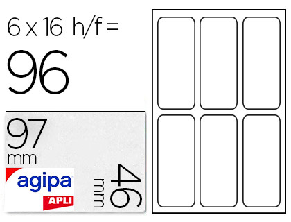 Étiquette adhésive apli agipa multi-usage 97x46mm laser jet d'encre formats paramétrés étui a5 96 unités