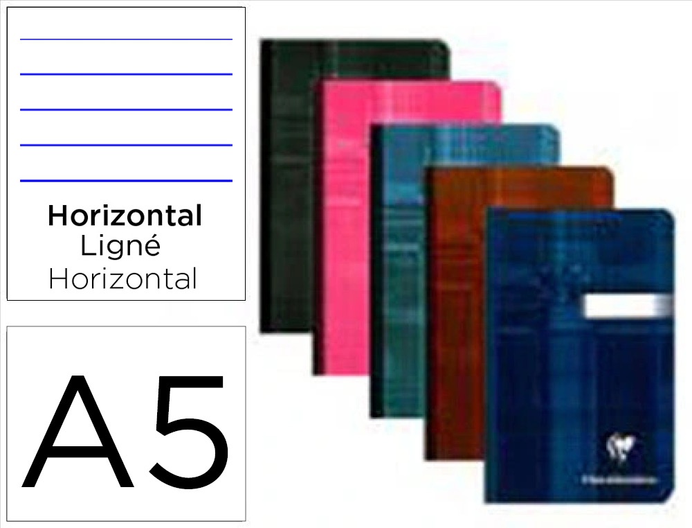 Carnet vocabulaire clairefontaine papier vélin velouté a5 14,8x21cm 64 pages 90g ligné marge rouge 6 coloris assortis
