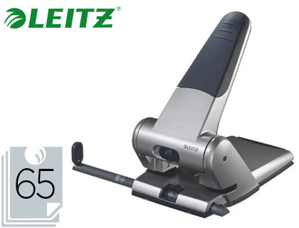 Perforateur leitz gros travaux capacité perforation 65f 2 trous coloris métal/noir 130x100x220mm