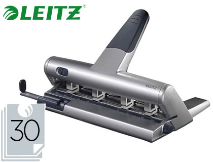 Perforateur leitz hd akto 5114 capacité perforation 30f 4 trous coloris métal 240x120x340mm