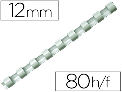 Anneau plastique à relier q-connect capacité 80f 12mm diamètre coloris blanc boîte 100 unités