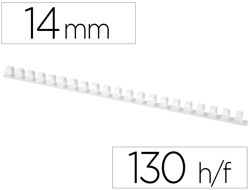 Anneau plastique à relier q-connect capacité 100f 14mm diamètre coloris blanc boîte 100 unités