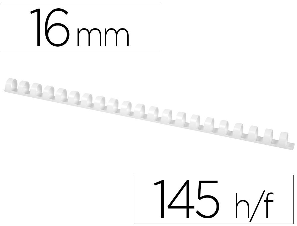 Anneau plastique à relier q-connect capacité 120f 16mm diamètre coloris blanc boîte 50 unités