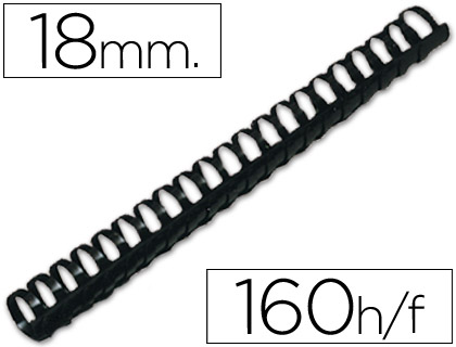 Anneau plastique à relier q-connect capacité 150f 18mm diamètre coloris noir boîte 50 unités