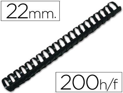 Anneau plastique à relier q-connect capacité 180f 22mm diamètre coloris noir boîte 50 unités