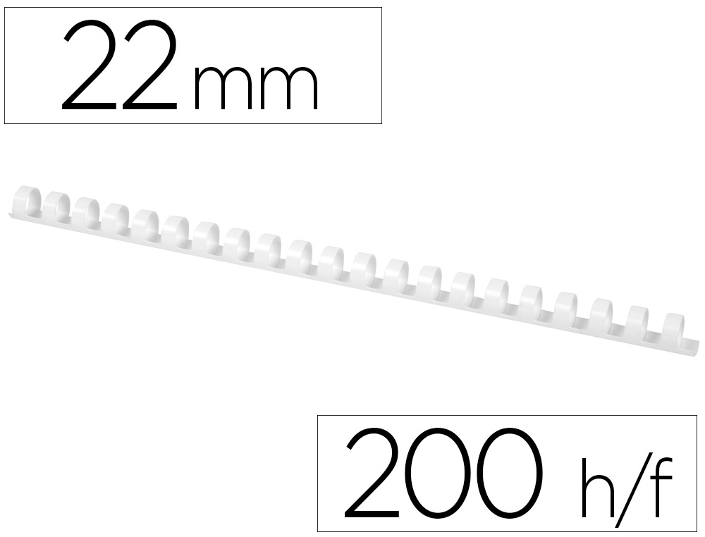 Anneau plastique à relier q-connect capacité 180f 22mm diamètre coloris blanc boîte 50 unités