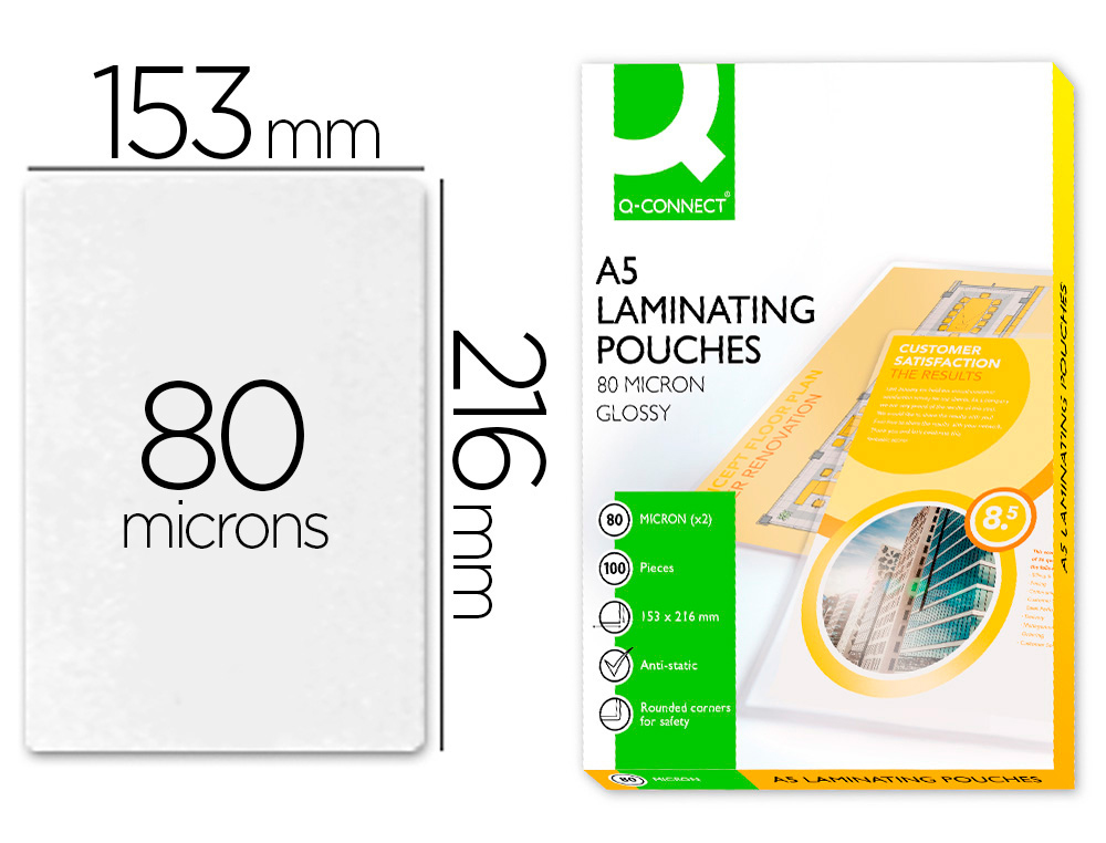 Pochette plastification q-connect à chaud économique format a5 80 microns boîte 100 unités