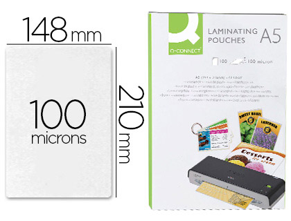 Pochette plastification q-connect à chaud économique format a5 100 microns boîte 100 unités