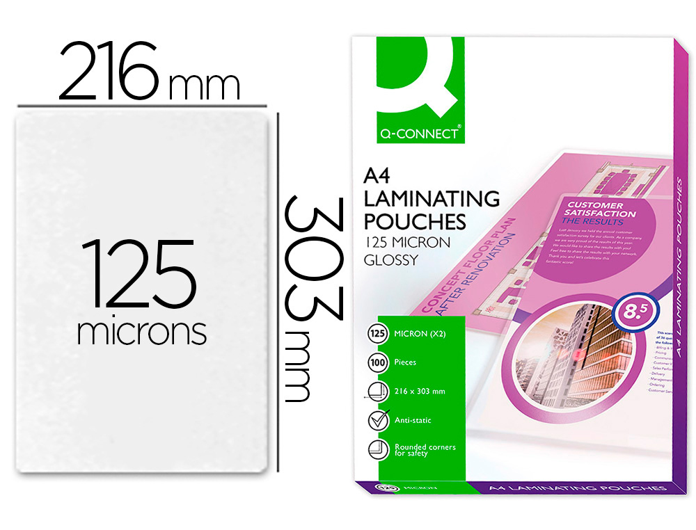 Pochette plastification q-connect à chaud économique format a4 125 microns boîte 100 unités