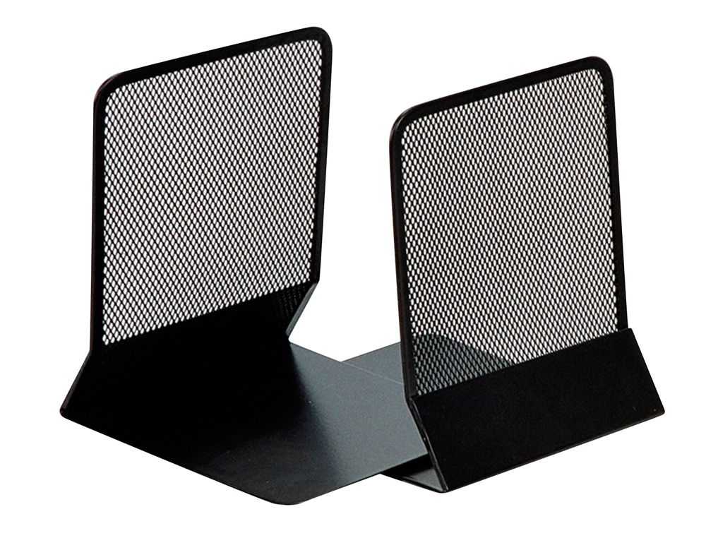 Serre-livres q-connect maille métallique excellent maintient documents jeu de 2 supports 135x152x165mm coloris noir