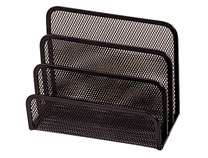 Trieur enveloppes q-connect métal mesh maille métallique 3 compartiments courrier 175x140x80mm coloris noir