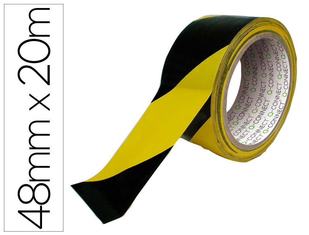 Ruban adhésif q-connect sécurisé ruban signalisation résistant 48mmx20m coloris noir/jaune