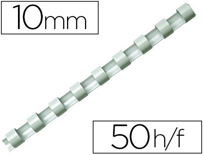 Anneau plastique à relier q-connect capacité 50f 10mm diamètre coloris blanc boîte 100 unités