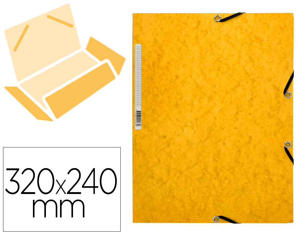 Chemise q-connect carte lustrée 375g pour documents a4 320x243mm 3 rabats coloris jaune