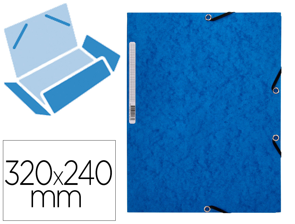 Chemise q-connect carte lustrée 375g pour documents a4 320x243mm 3 rabats coloris bleu