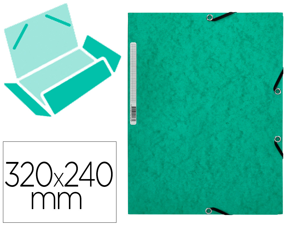 Chemise q-connect carte lustrée 375g pour documents a4 320x243mm 3 rabats coloris vert