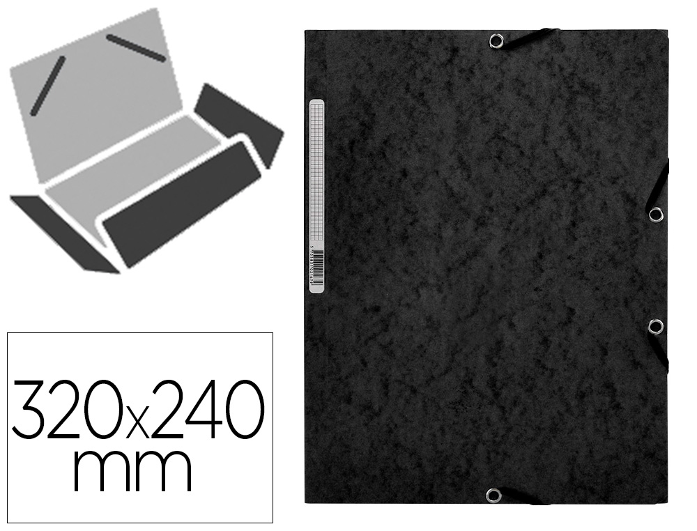 Chemise q-connect carte lustrée 375g pour documents a4 320x243mm 3 rabats coloris noir