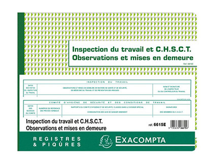 Registre piqué exacompta inspection du travail 320x240mm 16 pages