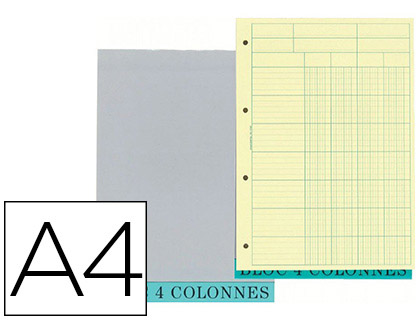 Bloc exacompta contrôle comptable a4 210x297mm 70 feuilles 4 colonnes/libellé coloris canari