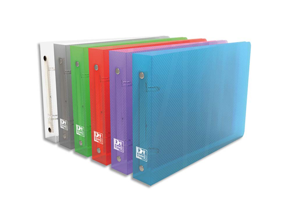 Classeur oxford hawaï 2 anneaux ronds 25mm a5 à l'italienne 240x160mm polypropylène 7/10e dos 30mm coloris assortis