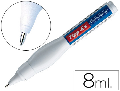 Stylo correcteur tipp-ex shake'n squeeze ergonomique applicateur bille 8ml débit régulé par pression