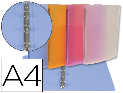 Classeur cahier viquel 4 anneaux ronds 15mm polypropylène propysoft translucide a4 245x315mm dos 25mm 6 coloris assortis