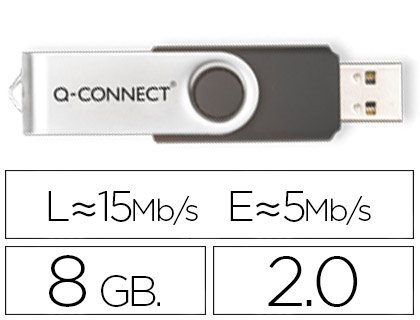 Clé usb q-connect 2.0 8gb vitesse lecture 15mb/s écriture 5mb/s capuchon rotatif