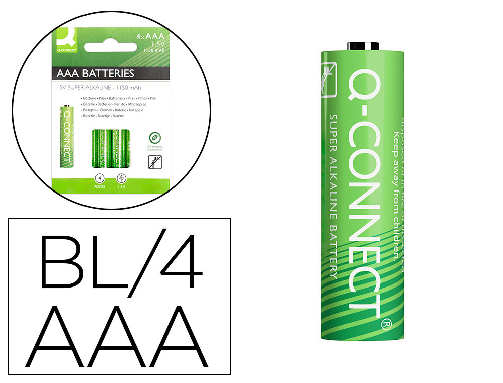Pile q-connect economique capacité 1.5v i.c.e. lr03 taille aaa blister 4 unités