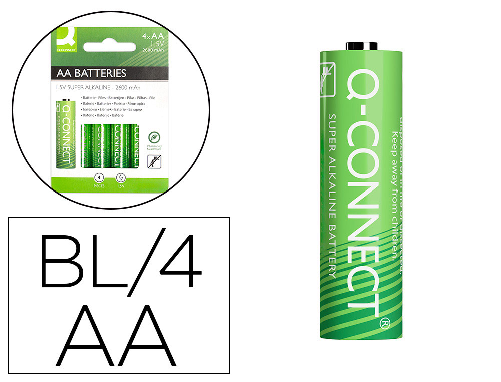 Pile q-connect économique capacité 1.5v i.c.e. lr06 taille aa blister 4 unités