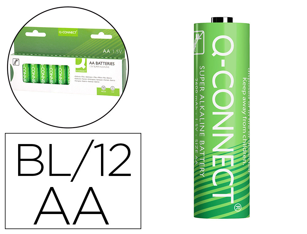 Pile q-connect économique capacité 1.5v i.c.e lr06 taille aa blister 12 unités