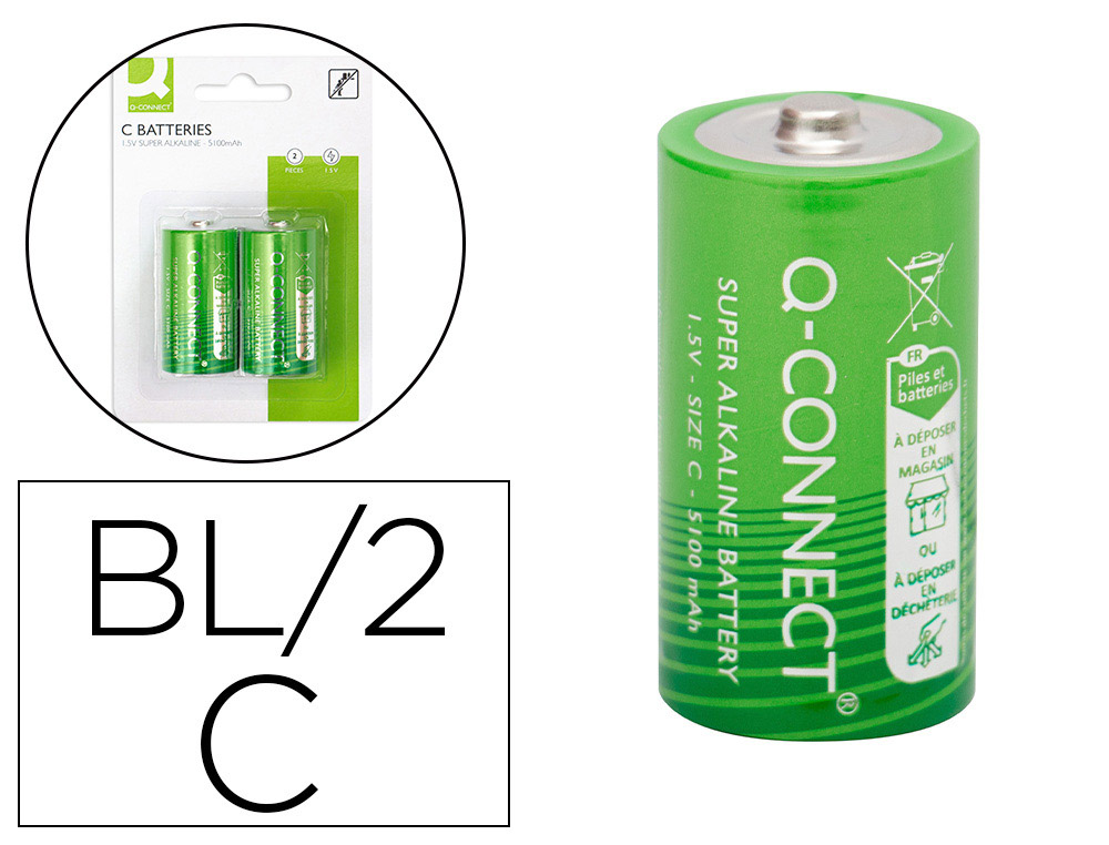 Pile q-connect économique capacité 1.5v i.c.e. lr14 taille c blister 2 unités
