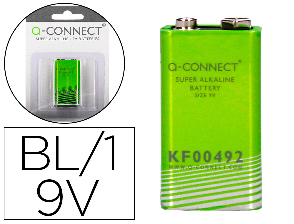 Pile q-connect économique capacité 9v i.c.e. 6lr61 taille 9 v blister 1 unité