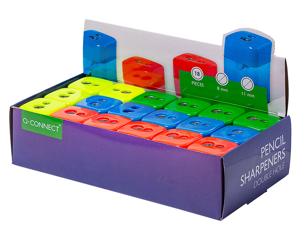 Taille-crayon q-connect économique réservoir plastique transparent 2 usages