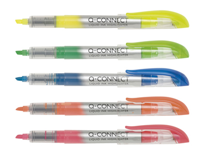 Surligneur q-connect écriture 1/3mm corps transparent encre liquide couleur jaune