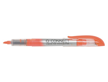 Surligneur q-connect écriture 1/3mm corps transparent encre liquide couleur orange