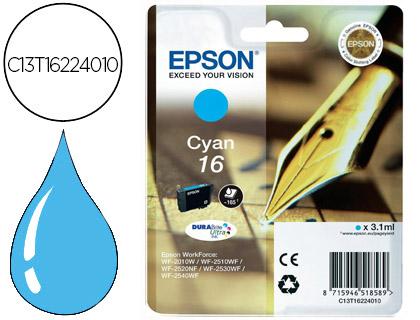 Cartouche d'encre original epson c13t16224010 165 p cyan
